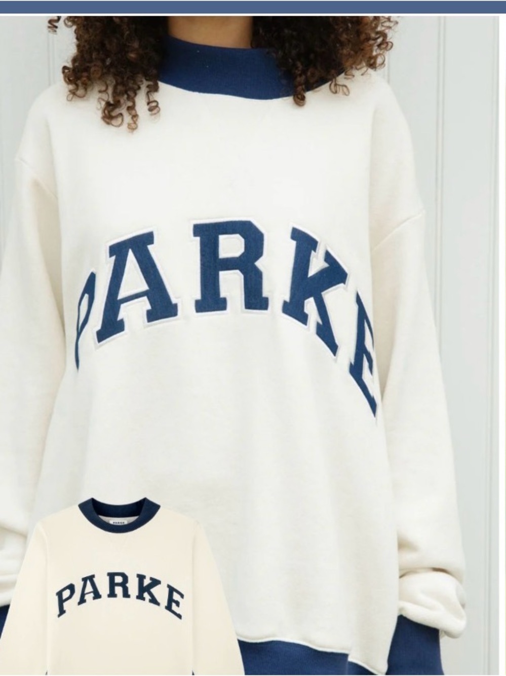 Parker Cream Crewneck Sweater with Navy Accents